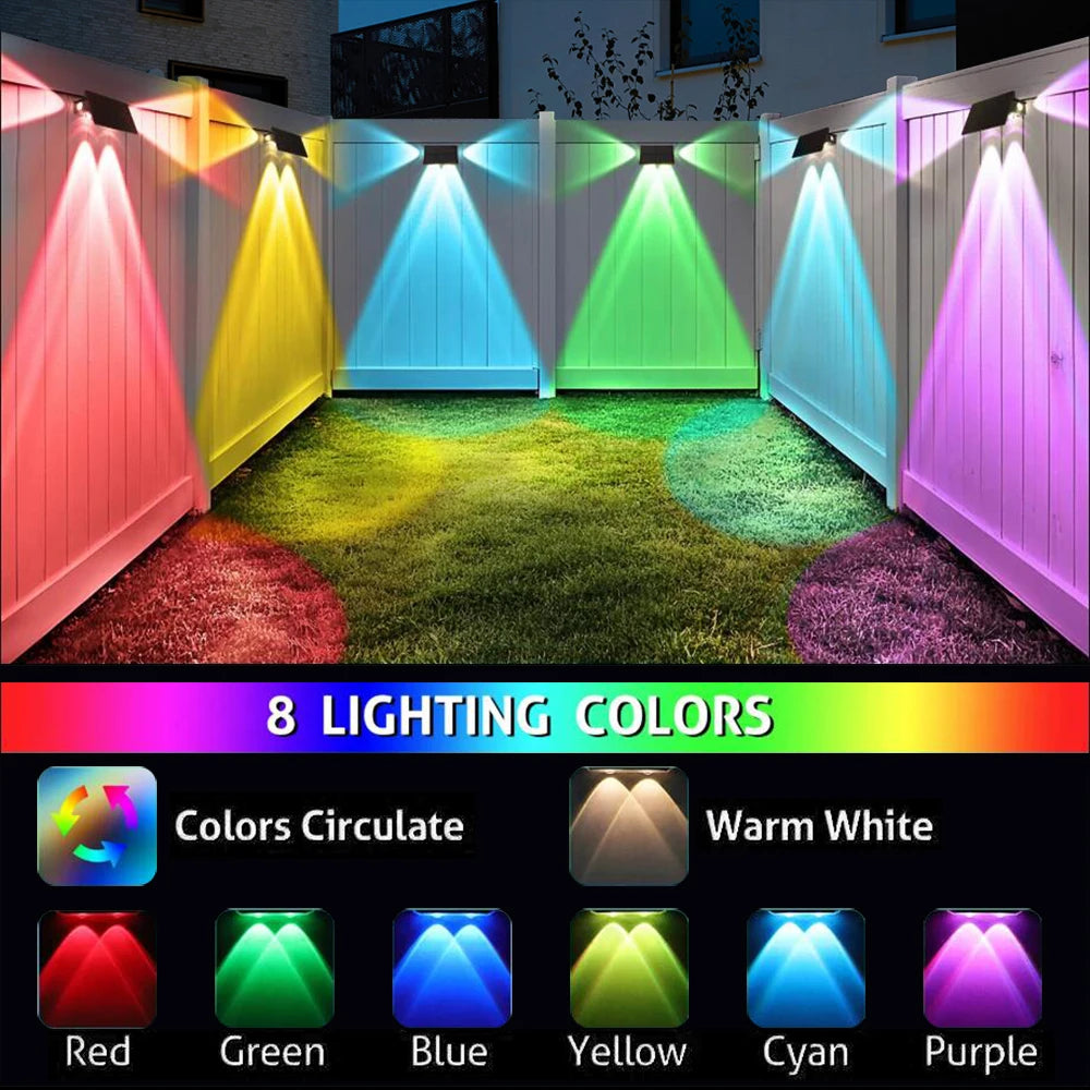1-4PCS RGB Solar LED Light Outdoor Solar Wall Light IP65 Dusk To Dawn Up and Down Solar Light for Outside Fence Porch Deck Patio