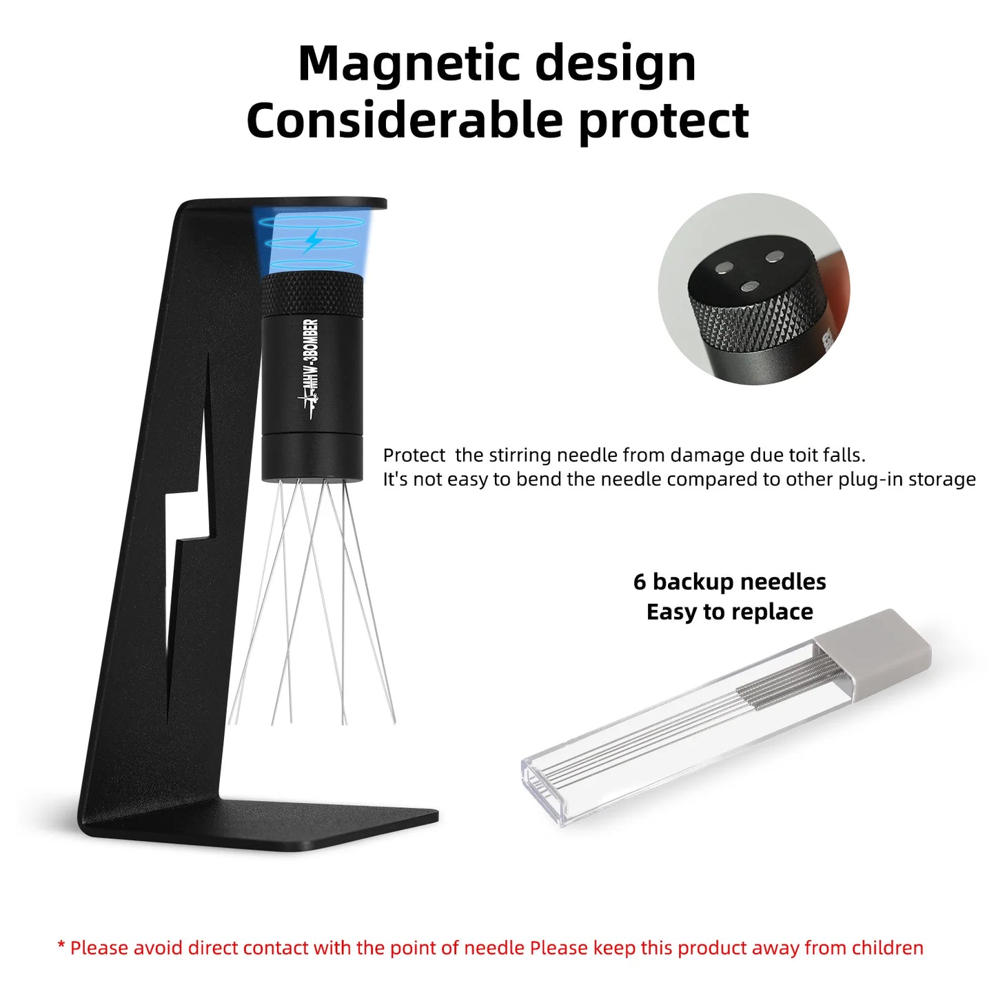 MHW-3BOMBER Espresso Distribution Tool Coffee WDT Adjustable Needles Stirrer with Magnetic Rack Professional Barista Accessories