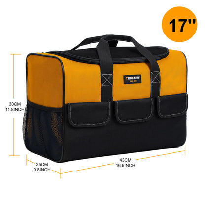 TKIGZNW T009-17 Inch Tool Bag, Large Tool Bag with 6 Exterior Pockets Electrician Tool Bag, for DIY Enthusiasts and Craftsmen