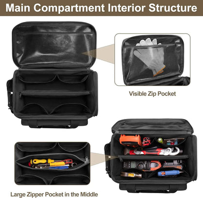 14" Heavy Duty Tactical Tool Bag Non-Slip Base Multipurpose Work Organizer for Handyman,Carpenter,Durable Portable Tool Storage