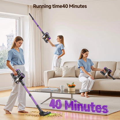 Lubluelu P4 Cordless Vacuum Cleaner 30Kpa Suction, 40Mins Runtime, Self-Standing, Green LED, for Hard Floor Carpet Pet