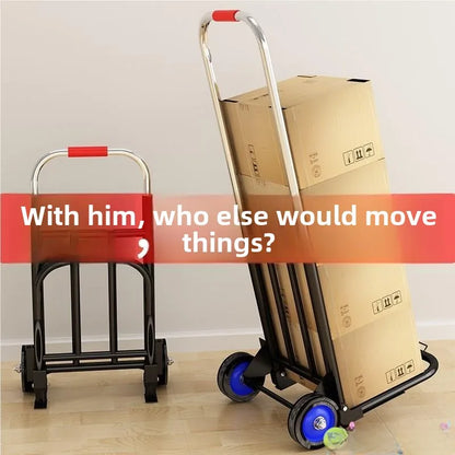 Foldable Stainl Steel Hand-Pulled op Cart for Lage Transport Double Trailer Small Goods Trolley Pu Cart Water