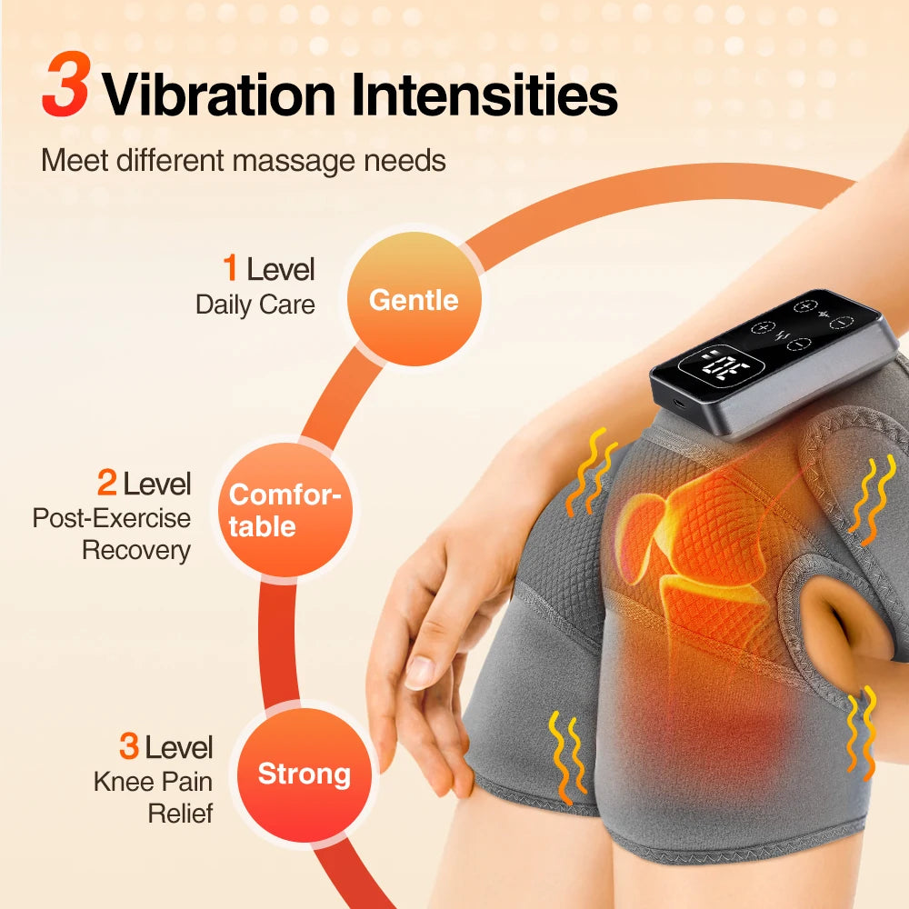 Electric Knee Massager 3 Vibrations 5 Level Hot Compress Shoulder Elbow Massage Support Brace Joint Knee Heating Pad Health Care