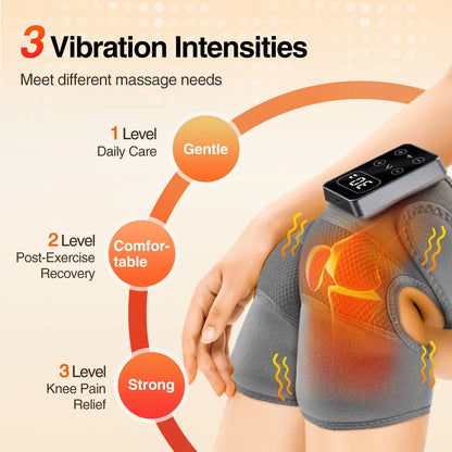 Electric Knee Massager 3 Vibrations 5 Level Hot Compress Shoulder Elbow Massage Support Brace Joint Knee Heating Pad Health Care