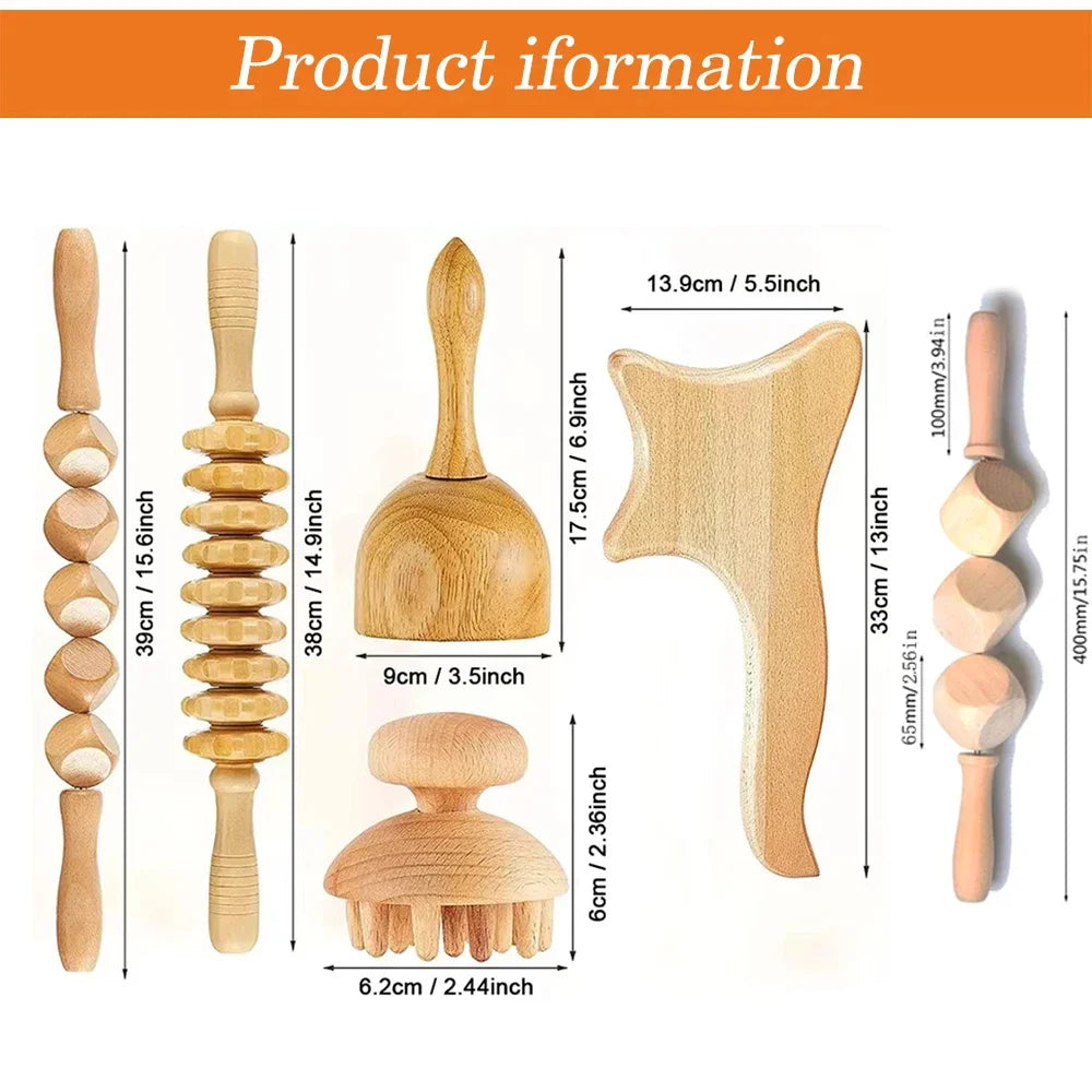 Jecaliz Wooden Therapy Massager for Lymphatic Drainage Anti Cellulite Maderoterapia Body Sculpturing Massage Roller Guasha Sets