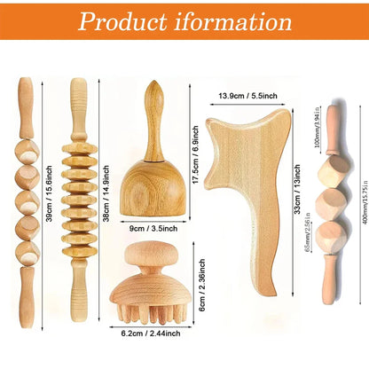 Jecaliz Wooden Therapy Massager for Lymphatic Drainage Anti Cellulite Maderoterapia Body Sculpturing Massage Roller Guasha Sets