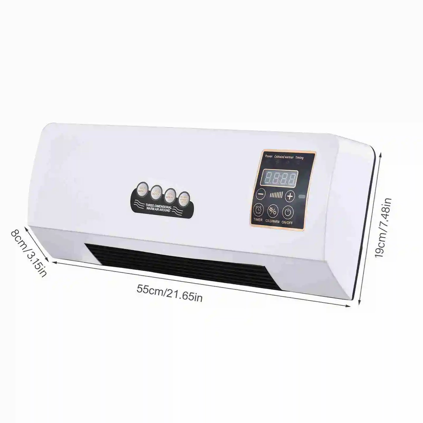 2-in-1 Heater & Fan Combo - Wall Mounted with Digital Display, Timer, and Natural Wind Mode for Home, Office, and Dormitory