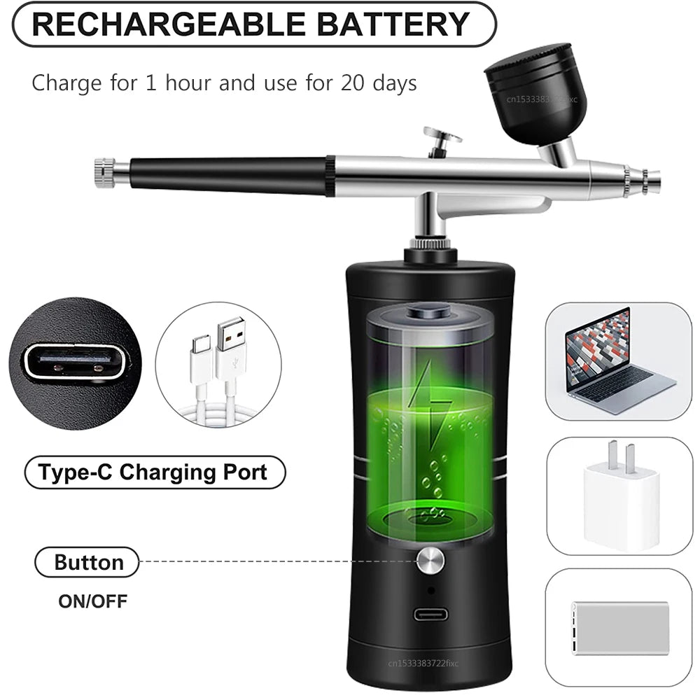 Airbrush Nail with Compressor Cordless Portable Airbrush Nails For Nail Art Cake Painting Craft Sprayer