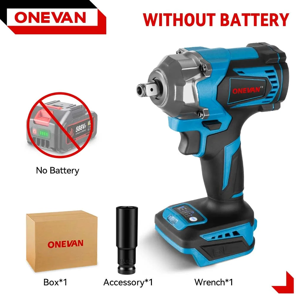 ONEVAN 1200N.m Brushless Electric Impact Wrench 1/2 inch Cordless Electric Screwdriver Drill Tool For Makita 18V Battery Pin
