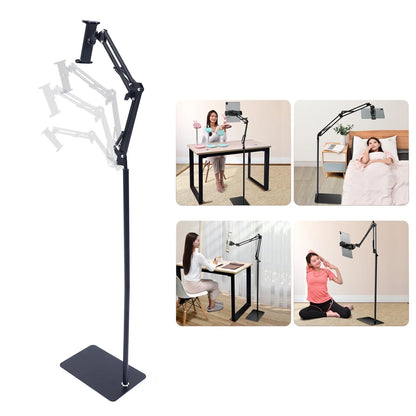1.35M Height Tablet Stand Tripod Floor Holder Adjustable Tablet Mobile Phone Mount Lazy Frame Enlarged Square Base