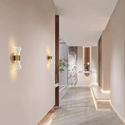 Gold Acrylic Wall Sconce, 12W Led Wall Lamp with 3 Color Temperature Options (3000K/4000K/6500K), Perfect for Hallway