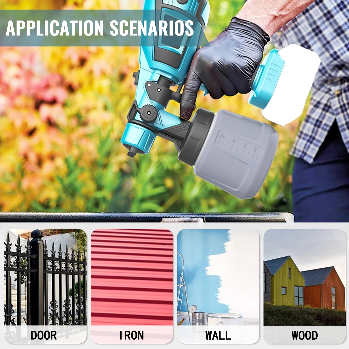 Cordless Paint Sprayer compatible with Makita 18V 2x3.0Ahpcs Batteries Paint Sprayer 1000ml Tank for Walls Ceilings, Fence, Wood