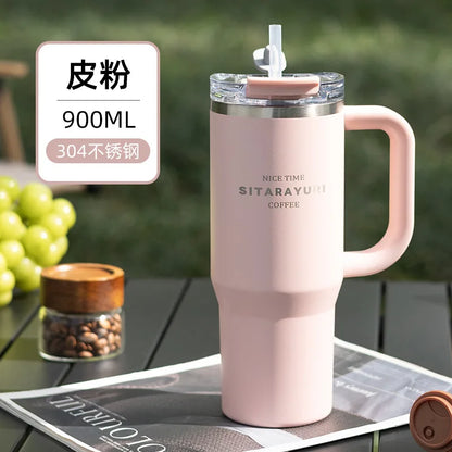 SITARAYURI 900ml Thermos Water Bottle Stainless Steel Coffee Cup Cold and Hot Double-layer Insulated Cup Tumbler Car Travel Mug