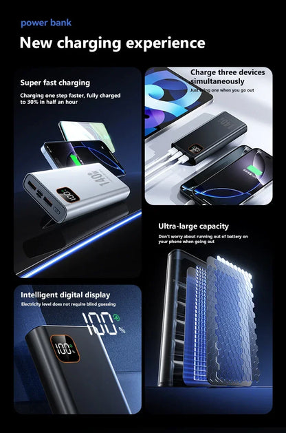 Lenovo Portable PowerBank 140W Super Fast Charging 500000mAh Large Capacity External Battery Charger Powerbank For Xiaomi iPhone