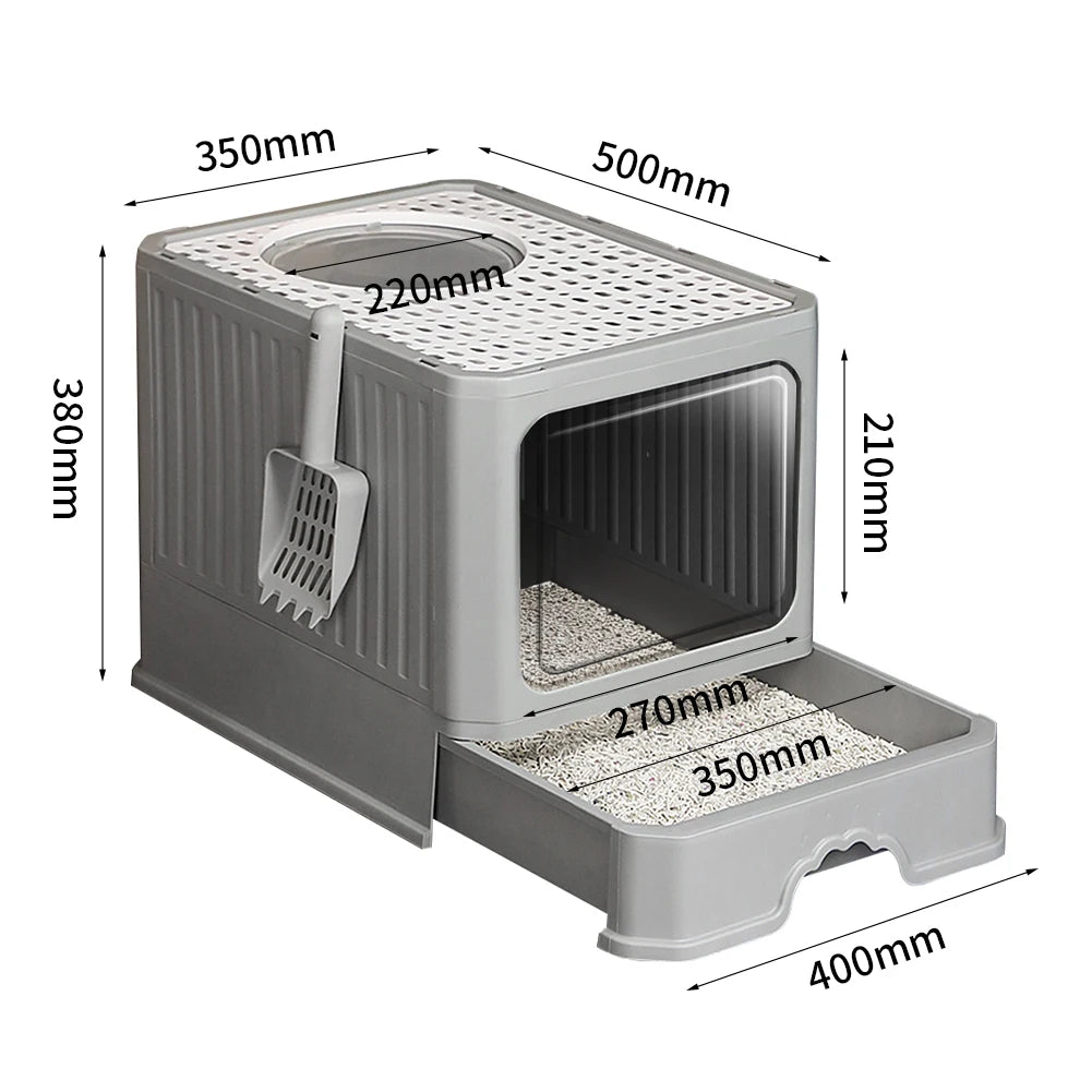 Tieker Double Door Drawer Cat Litter Box Top Filter Plate Enclosed Cat Toilet Removable Drawer Cat Litter Box with Scoop