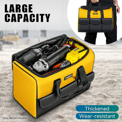 17 Inch Tool Bag, Large Tool Bag with 6 Exterior Pockets Electrician Tool Bag, for DIY Enthusiasts and Craftsmen