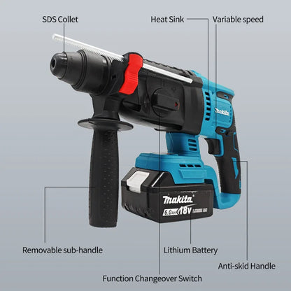 Makita 26MM Brushless Hammer Cordless Electric Hammer 18V Lithium Battery Wireless Drills Makita 18v Original Power Tools ﻿