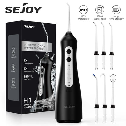 SEJOY Dental Oral lrrigator for Men Women Teeth Cleaner Portable Dental Water Flosser 4 Modes IPX7 Mouth Washing Machine