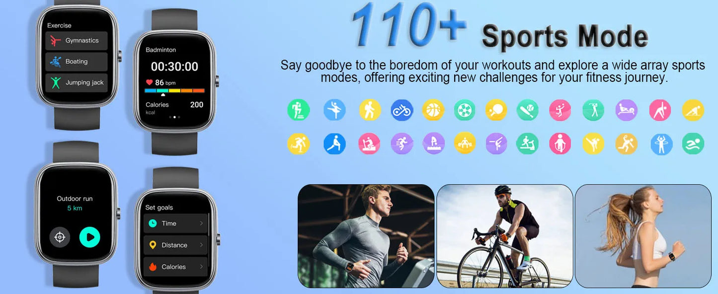 Jugeman 1.91" Smartwatch (Answer/Make Call), IP68 Waterproof Fitness Tracker, 110+ Sport Modes, Heart Rate and Sleep Monit.