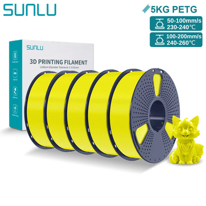 SUNLU PETG 3D Printer Filament 5KG Neatly Wound Good Toughness 1.75mm 3D Filament with Reusable Spool for Most FDM Printer