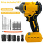 Cordless Impact Wrench Replace for Dewalt 18V 20V Max Battery, 1/2" Brushless Electric Wrench with 4 Sockets 3000RPM Tool Only