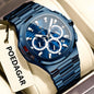 POEDAGAR Business Man Wristwatch Date Chronograph Waterproof Luminous Luxury Men Watch Stainless Steel Quartz Men's Watches Male
