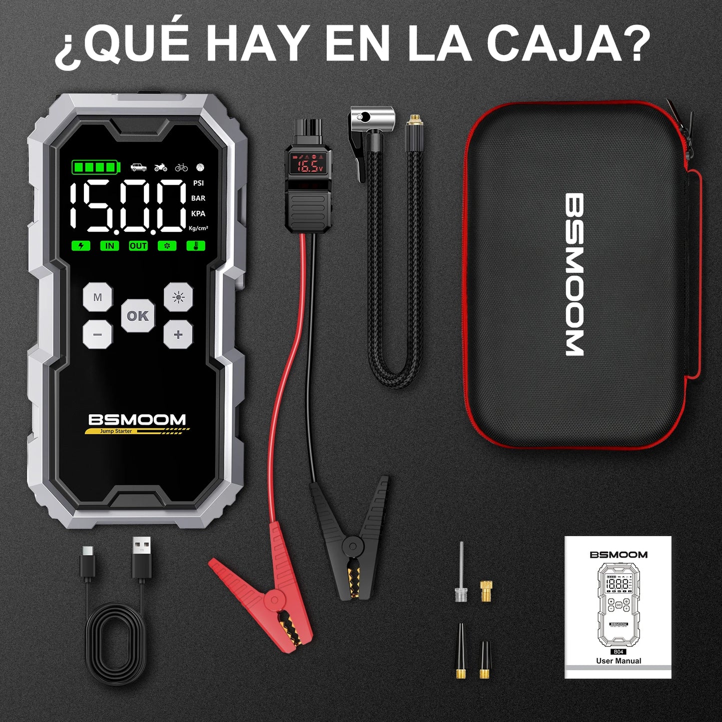 4 In 1 8000A Car Jump Starter 150PSI Air Pump Car Battery Booster Engine Starting Device Tire Air Compressor Power Bank