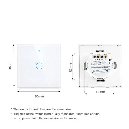 Works with Tuya WiFi Touch Switch Light Wall Smart Switch for EU Smart Home Life Alexa Google Home 433RF WiFi Remote 1/2/3 Gang