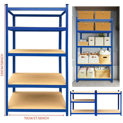 5 Tier Heavy Duty Galvanised Adjustable Shelf Racking Unit Storage Rack 875KG Capacity Metal Shelves Workshop, Shed, Office,Home