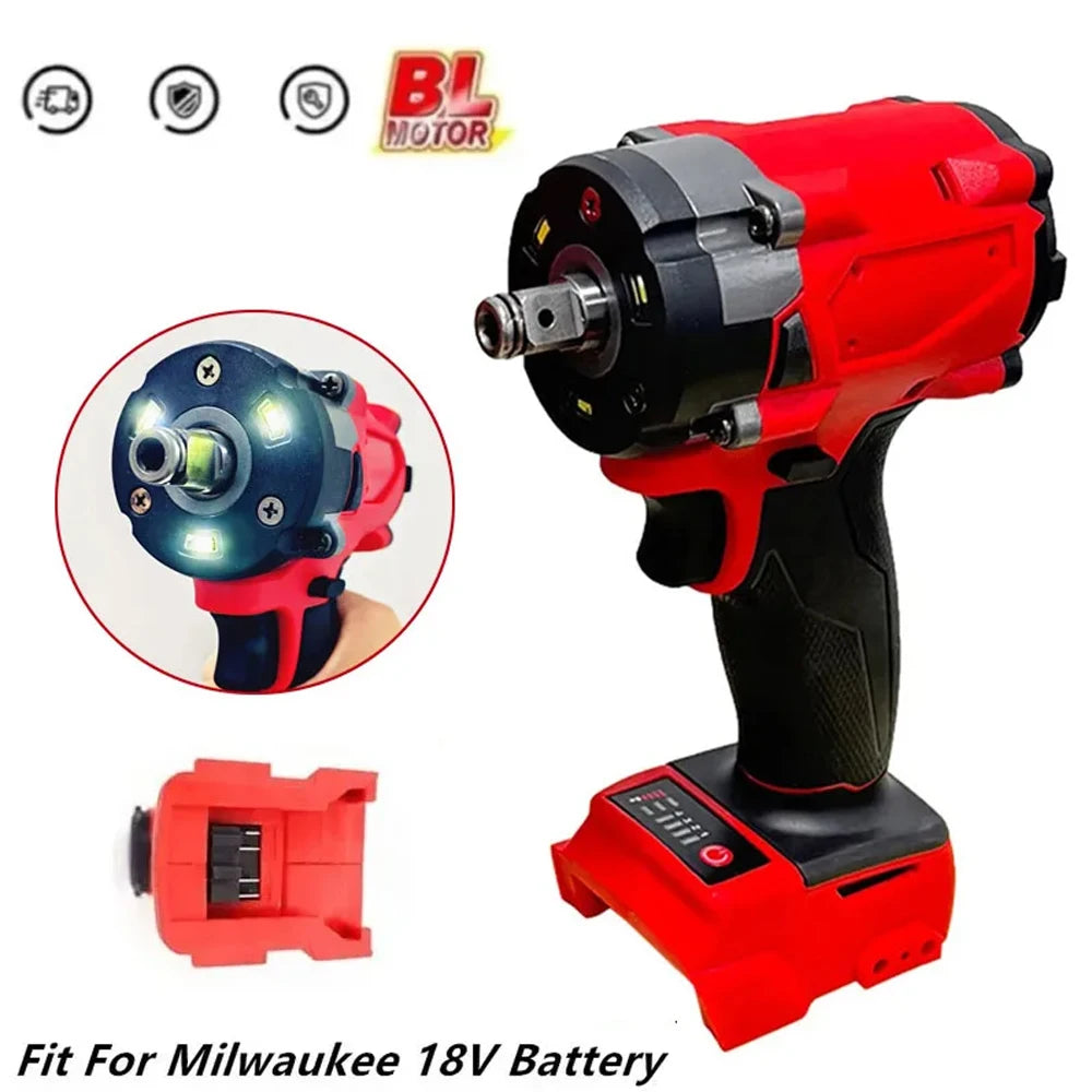500N.m Brushless Impact Wrench Electric Driver 1/2" Repair Cordless Screwdriver 4 Gears Power Tools for Milwaukee 18V Battery