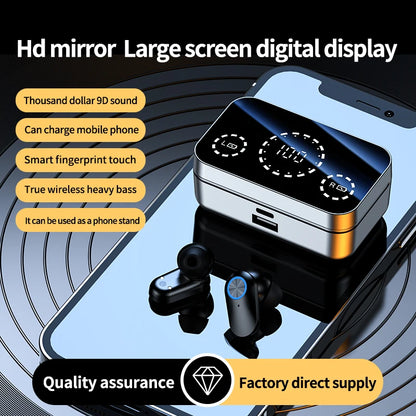 Wireless Headphones LED Power Display Touch Control Earphones Game Sports Headset Music Earbuds With Microphone