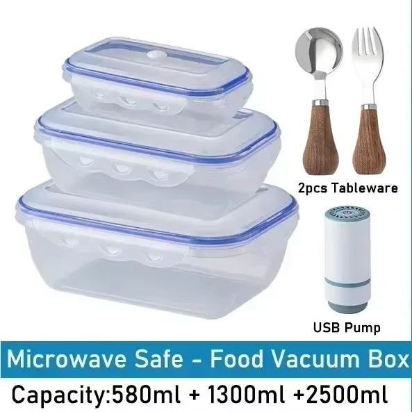 Vacuum Food Storage Box Transparent Storage Container Fridge Organizer Microwave Safe Fresh-Keeping Sealing Box Food Dispenser