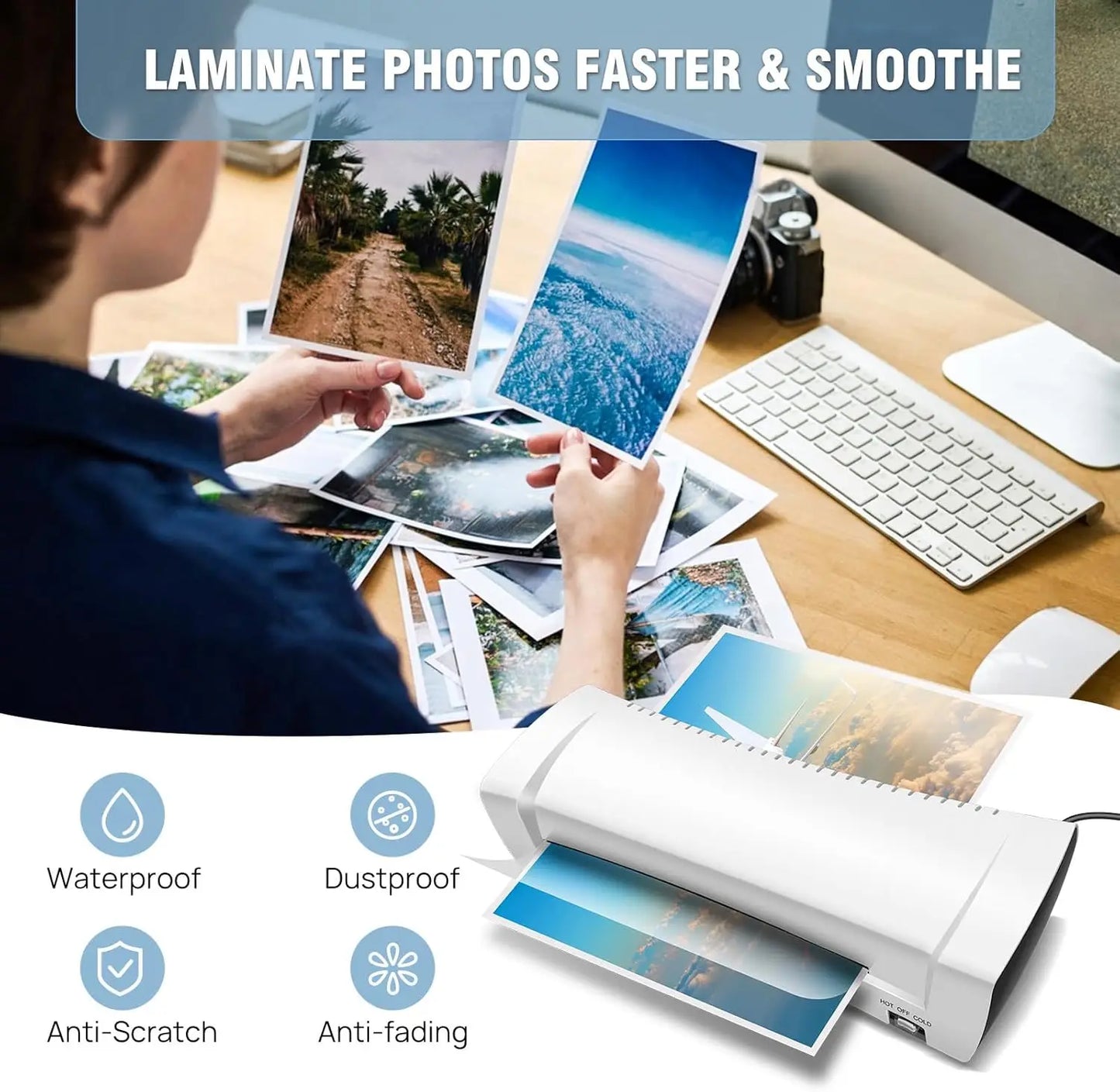 Laminating machine, A4 A5 A6 laminating machine Hot & Cold Laminator fast preheating No Bubbles for School & Home