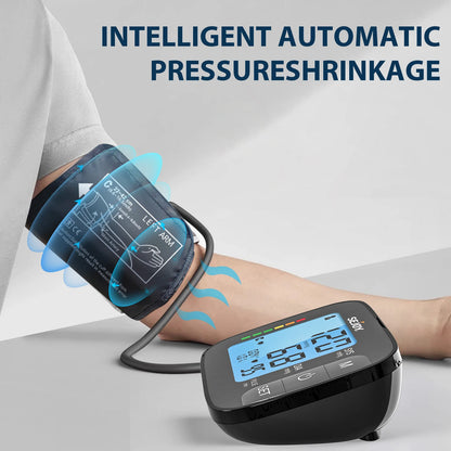 Sejoy Digital Upper Arm Automatic Blood Pressure Monitor Portable BP Sphygmomanometer Medical Tonometer Blue Backlight with AC