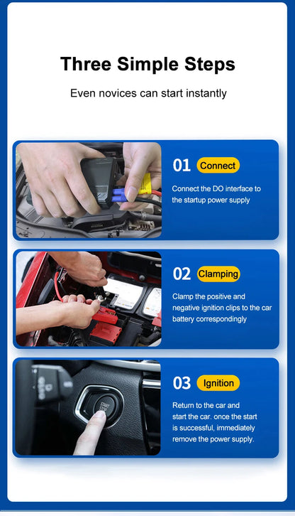 EAFC 1000A/1200A Jump Starter Power Bank Portable Charger Starting Device for 3.0L Emergency Car Battery Jump Starter