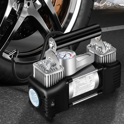 12V Portable Dual Cylinder Air Pump 150PSI Electric Car Tyre Inflator Automotive Inflation Pump Portable Dual Purpose Air Pump