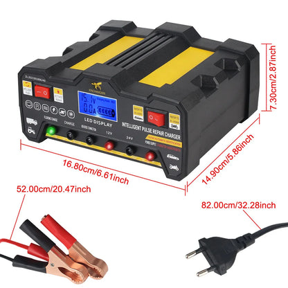 Intelligent Pulse Repair Battery Charger EU Plug 300AH LCD Display For Wet Dry Lead Acid Full Automatic Car Battery Charger 220W