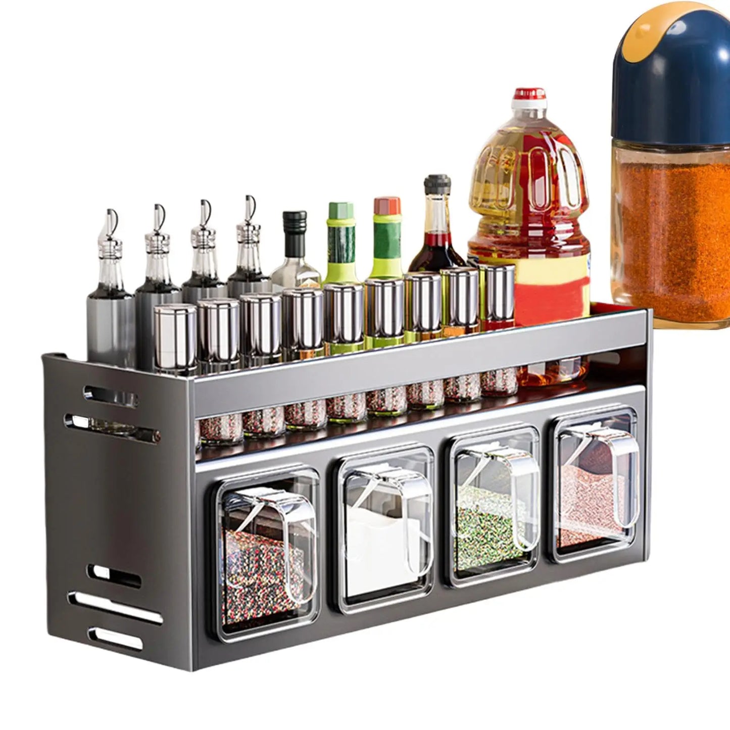 Condiment Holder, Kitchen Condiment Organizer - Condiment Organizer Shelf - Multifunctional Shelves for Condiment Storage