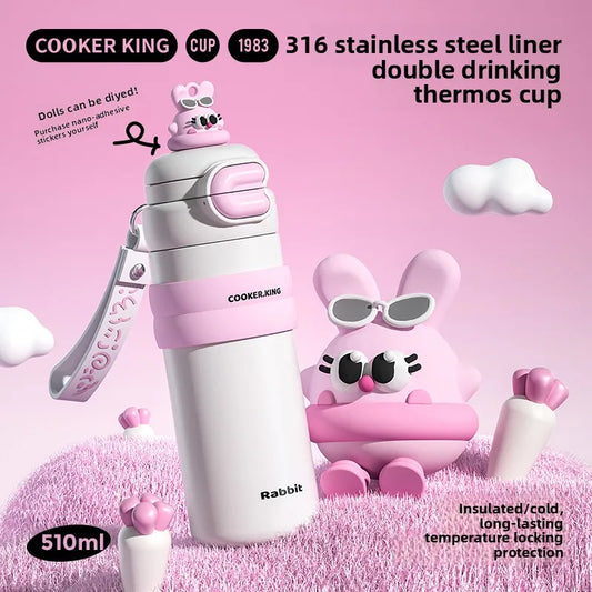 COOKER KING Thermos Cup Children's Student School Camping Water Bottle Female Water Cup Girls Vacuum Flask