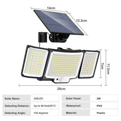 348LED Solar lamp outdoor security light with motion sensor waterproof 126/328LED powerful spotlight solar for garden Garage