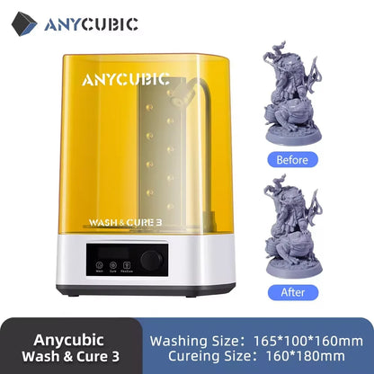 ANYCUBIC Wash & Cure 3 AE Version For Mars Photon Mono 4 LCD SLA DLP 3D Printer Models Curing Resin Cleaning Machine 2 in 1
