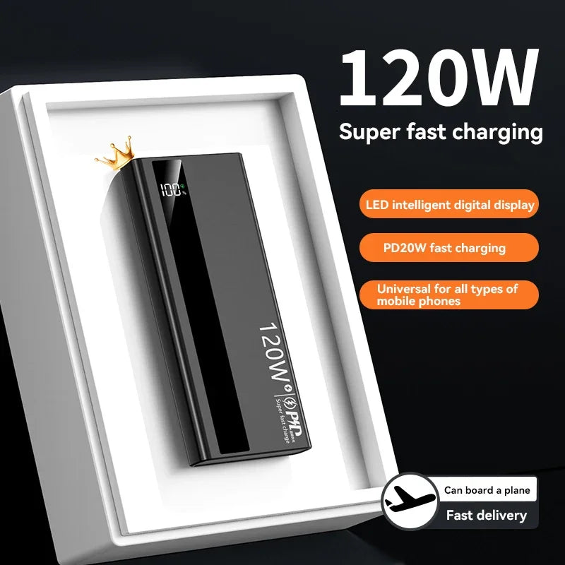 Lenovo 120W 500000mAh Power Bank High Capacity Super Fast Charge Portable External Battery PowerBank For iphone Samsung 2026 New