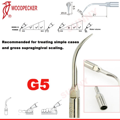 Woodpecker Dental Scaler Tips Ultrasonic Tooth Cleaning Machine Cutter Head Endo Perio Scaling Tips Fit EMS UDS Scaler Handpiece