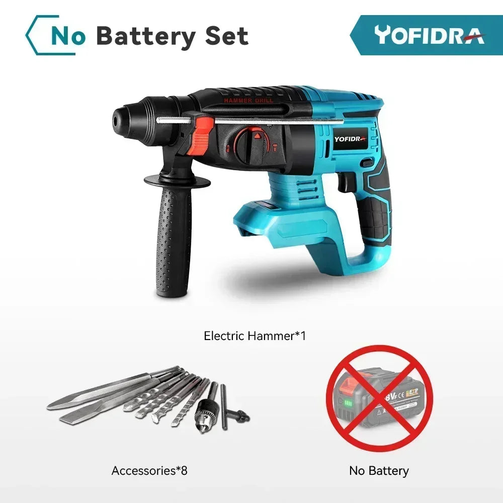 1680W Brushless Electric Hammer Drill 26MM Multifunctional Cordless Rechargeable Screwdriver Tool For Makita 18V Battery Pin