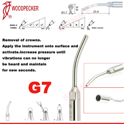 Woodpecker Dental Scaler Tips Ultrasonic Tooth Cleaning Machine Cutter Head Endo Perio Scaling Tips Fit EMS UDS Scaler Handpiece