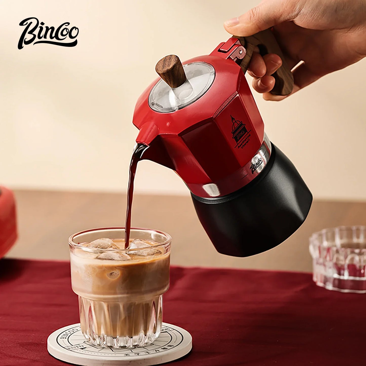 Bincoo Double Valve Coffee Moka Pot Espresso Machine Electric Stove Brewed Coffee Italian Home Outdoor Barista Accessories 220V