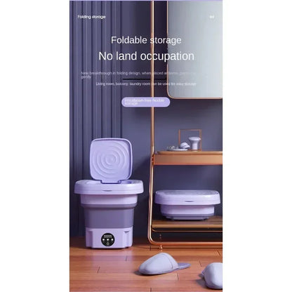 8L Foldable Mini Washer Spin Dryer Portable Cleaning Machine for Socks Underwear Panties Home Use Small Laundry