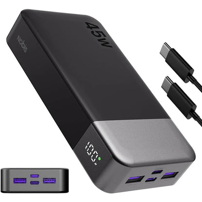 Nobis 20000mAh 45W Powerbank Fast Charge Power Bank with LED Display, Super Fast Charging Portable Charger with LED Display for iPhone 17 16 15 14 13