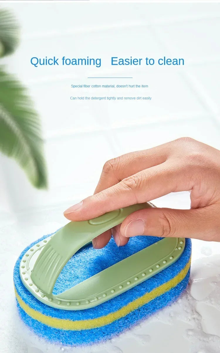 Kitchen Bathroom Toilet Cleaning Magic Sponge Glass Wall Cleaning Bath Brush Handle Sponge Ceramic Window Slot Clean Brush
