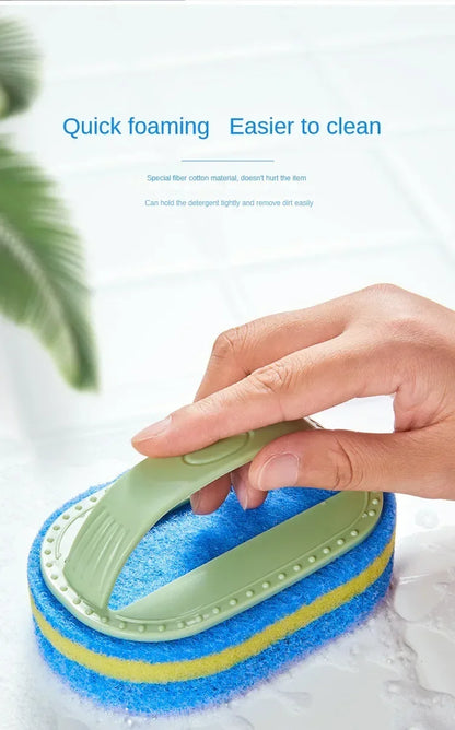 Kitchen Bathroom Toilet Cleaning Magic Sponge Glass Wall Cleaning Bath Brush Handle Sponge Ceramic Window Slot Clean Brush